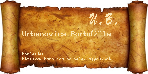 Urbanovics Borbála névjegykártya